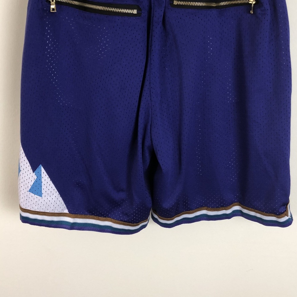 Utah Jazz Just Don 1996-97 Embroidered Print Basketball Shorts Sz S Purple NBA - Picture 12 of 15